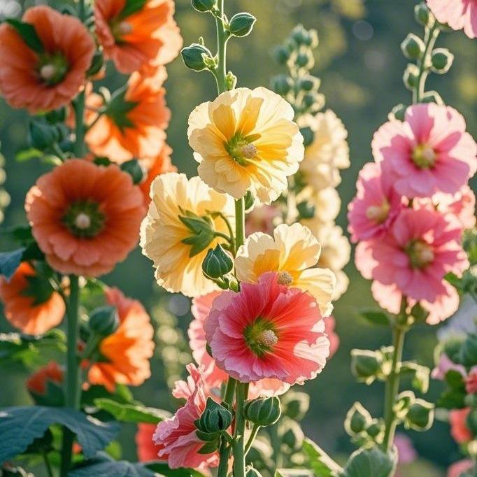 200 Hollyhock Seeds with Stunning Tall Blooms, Perfect for Fences, Natural Screens & Bee Gardens