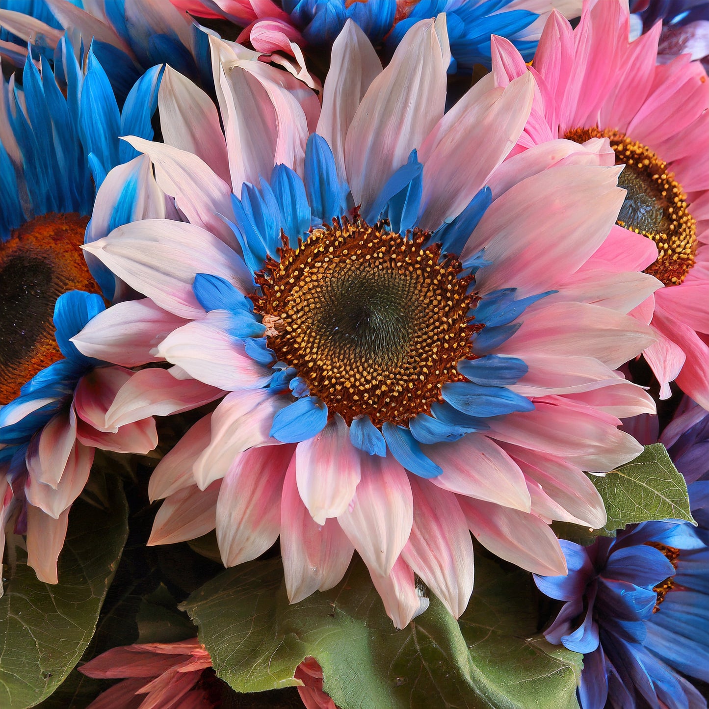 Double-flowered sunflower: blue-pink miracle 🌻🌻